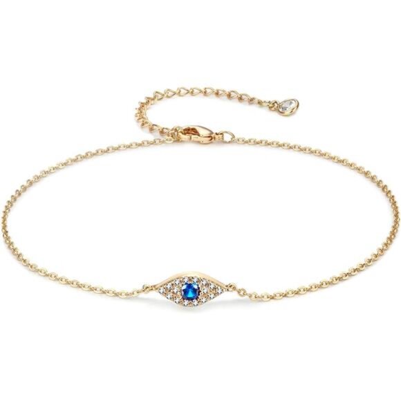Dainty Ankle Bracelet,14KGold Plated Tiny Bead Anklet Dainty White CubicZirconia - Picture 1 of 6